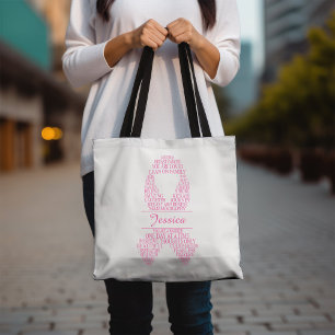 Persoonlijke Roze Borstkanker Typografie Draagtas