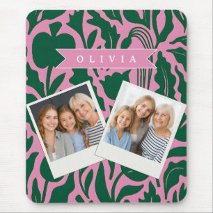 Persoonlijke Roze Botanische Bloemen Naam Cadeau Muismat