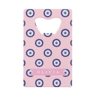 Persoonlijke Roze Boze Oog Patroon Cadeaus Met Naa Kredietkaart Flessenopener