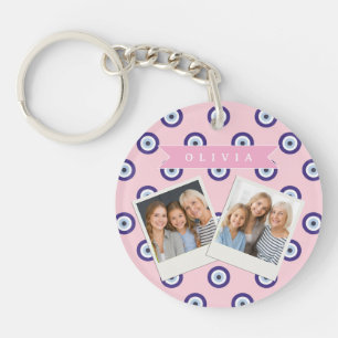 Persoonlijke Roze Boze Oog Patroon Cadeaus Met Naa Sleutelhanger