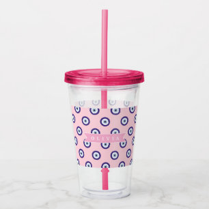 Persoonlijke Roze Boze Oog Patroon Geschenken Met Acryl Drinkbeker