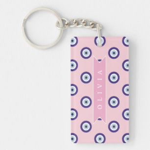 Persoonlijke Roze Boze Oog Patroon Geschenken Met Sleutelhanger