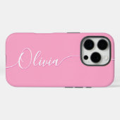 Persoonlijke Roze Calligraphy Script Naam Case-Mate iPhone Case (Achterkant (horizontaal))