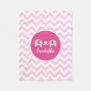 Persoonlijke roze Chevron Elephant Baby Blanket Fleece Deken