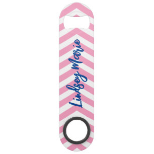 PERSOONLIJKE ROZE CHEVRON FLESOPENER SPEED FLESSENOPENER