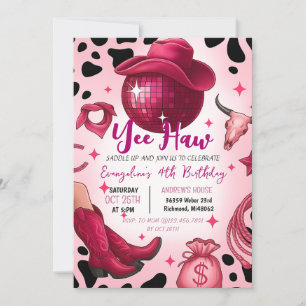 Persoonlijke Roze Cowgirl Disco Rodeo Verjaardagsf Kaart