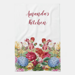 Persoonlijke Roze en Blauwe Hortensia Bloemen  Theedoek