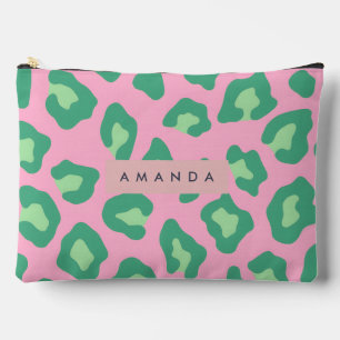 Persoonlijke Roze en Groene Luipaardprint Etui