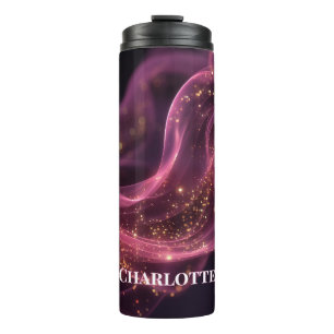 Persoonlijke Roze Galaxy Glitter Naam Op Maat Thermosbeker