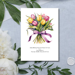 Persoonlijke roze gele tulp bloemen Pasen Feestdagenkaart