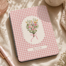 Persoonlijke roze gingham bloemen Cottagecore