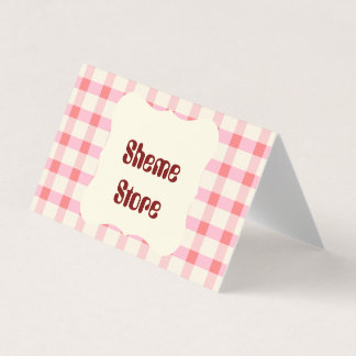 Persoonlijke Roze Gingham Vouw Visitekaart Visitekaartjes