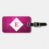 Persoonlijke roze glitters print bagagelabel (Voorkant horizontaal)