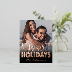 Persoonlijke Roze Gouden Folie Kerst Foto Ansichtk Feestdagen Briefkaart