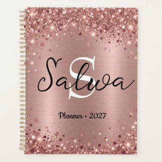 Persoonlijke Roze Gouden Glitter Planner 2027