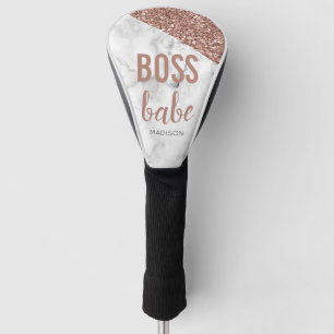 Persoonlijke Roze Gouden Glitters   Marmer Boss Ba Golfheadcover