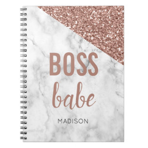 Persoonlijke Roze Gouden Glitters   Marmer Boss Ba Notitieboek