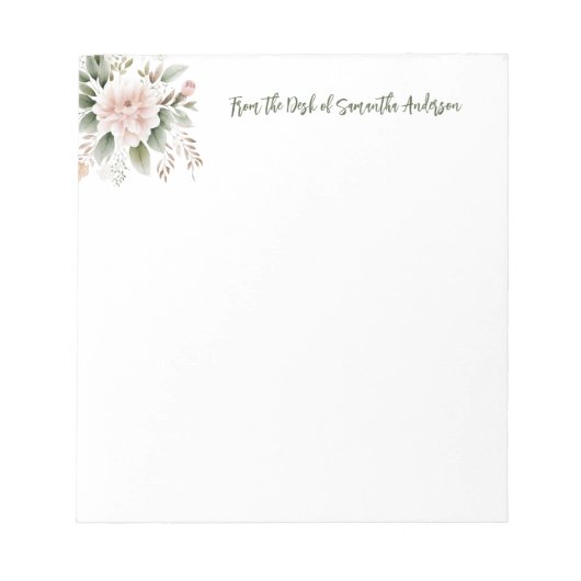 Persoonlijke Roze Groene Bloemendesign 'Van het bu Notitieblok (Voorkant)