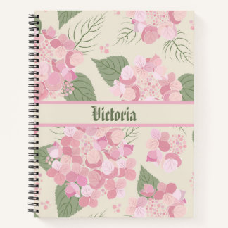Persoonlijke Roze Hortensia Bloemen Notitieboek