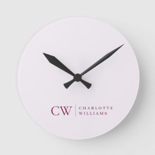 Persoonlijke Roze Initiaal Wandklok met Monogram Ronde Klok