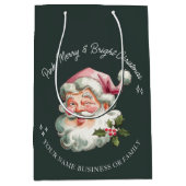 Persoonlijke Roze Kerstman retro Medium Cadeauzakje (Voorkant)