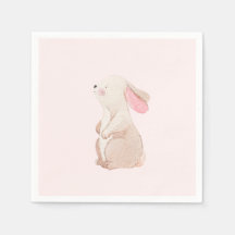 Persoonlijke Roze Konijn Eerste Verjaardag Servett
