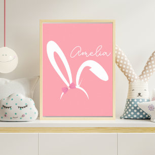 Persoonlijke Roze Konijn Kinderkamer Muurkunst Bab Poster
