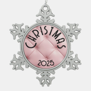 Persoonlijke Roze Luxe Kerstmis Tin Sneeuwvlok Ornament