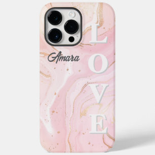 Persoonlijke Roze Marmer Tinten Rouge Case-Mate iPhone 14 Pro Max Hoesje