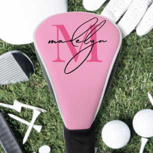 Persoonlijke Roze Monogramnaam Golfheadcover