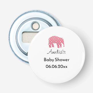 Persoonlijke Roze Olifant Baby Shower  Button Flesopener