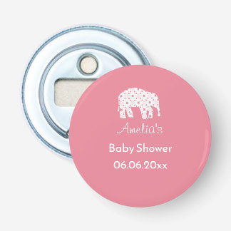 Persoonlijke Roze Olifant Baby Shower  Button Flesopener