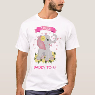 Persoonlijke roze olifant Papa om baby shower te w T-shirt