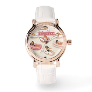 Persoonlijke Roze Opblaasbare Zwemband Zomer Esthe Horloge