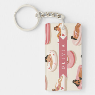 Persoonlijke Roze Opblaasbare Zwemband Zomer Esthe Sleutelhanger