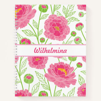 Persoonlijke Roze Pioen Bloem Notitieboek