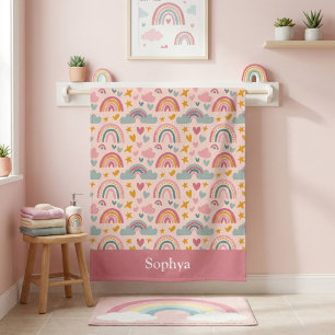 Persoonlijke Roze Regenboog Kinderen Strandlaken