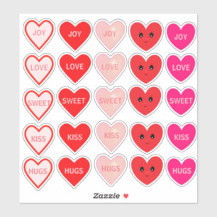 Persoonlijke Roze & Rode Liefdeshartjes Sticker