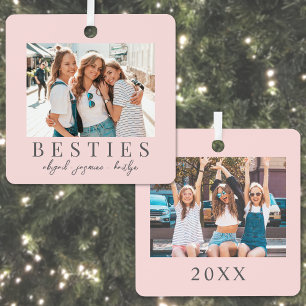 Persoonlijke Roze Roos Beste Vriendin Foto Metalen Ornament