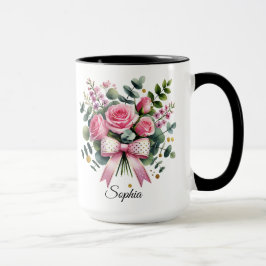 Persoonlijke Roze Roos Naam Mok Elegant Cadeau