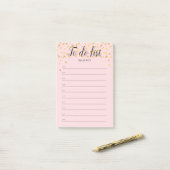 Persoonlijke Roze Roze To-Do Lijst Met Gouden Hart Post-it® Notes (Op bureau)