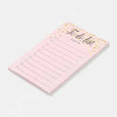 Persoonlijke Roze Roze To-Do Lijst Met Gouden Hart Post-it® Notes (Schuin)