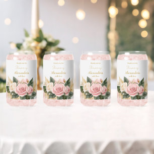 Persoonlijke Roze Rozen Bruidsuitnodiging Blikvorm Glas