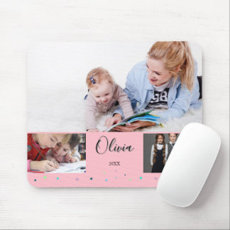 Persoonlijke Roze School Fotocollage Naam Muismat