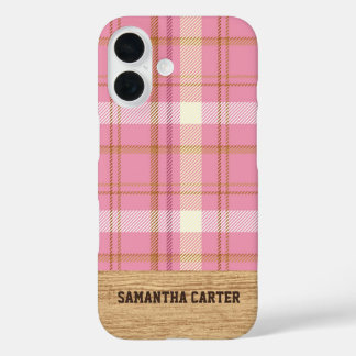 Persoonlijke Roze Schotse Plaid iPhone Hoes