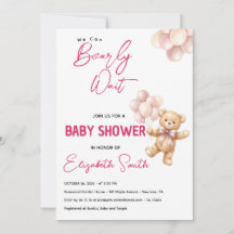 Persoonlijke Roze Teddybeer Baby Shower 