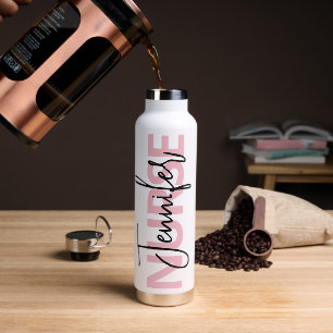Persoonlijke Roze Verpleegster Typografie Waterfles