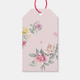 Persoonlijke Roze Waterverf Roos Bloem Cadeaulabel