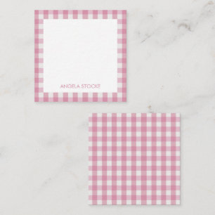 Persoonlijke roze-wit gingham notitiekaartje