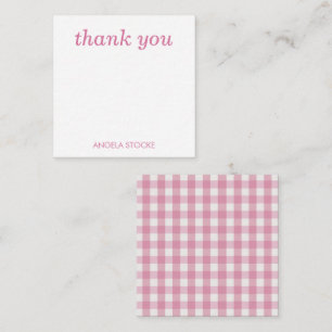 Persoonlijke Roze Witte Gingham Notitiekaartje